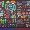 Vibrant Neon Decorative Lights Featuring Various Colorful Signs And Themed Patterns 3d model