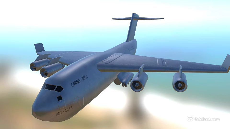 Commercial Passenger Airplane With Four Engines Large Fuselage And Wings Flying Over Landscape Under Clear Sky 3d model 
