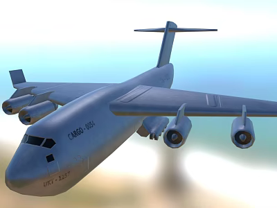 Commercial Passenger Airplane With Four Engines Large Fuselage And Wings Flying Over Landscape Under Clear Sky 3d model