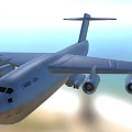 Commercial Passenger Airplane With Four Engines Large Fuselage And Wings Flying Over Landscape Under Clear Sky