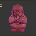 Red Ceramic Furniture Ornament With Carved Patterns And Musical Element