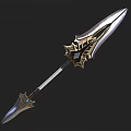 Fantasy Decorative Sword With Metallic Blade Golden Ornamentation Blue Gemstone And Elaborate Hilt