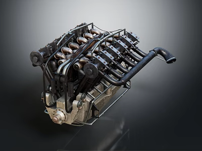 High Performance Automotive Engine With Multiple Cylinders Exhaust Pipes And Precision Metal Structure 3d model