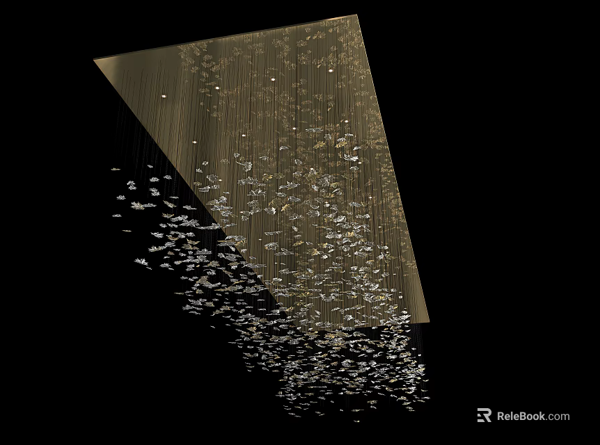 Elegant Modern Ceiling Light With Hanging Crystal Pendants And Metallic Frame 3d model