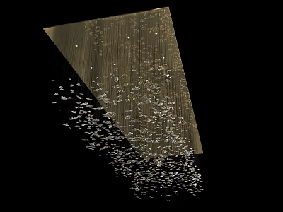 Elegant Modern Ceiling Light With Hanging Crystal Pendants And Metallic Frame 3d model