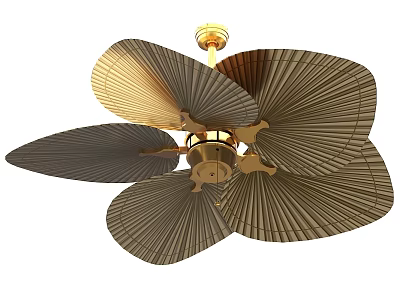 Gold Decorative Ceiling Fan With Dark Blades For Home Air Circulation 3d model