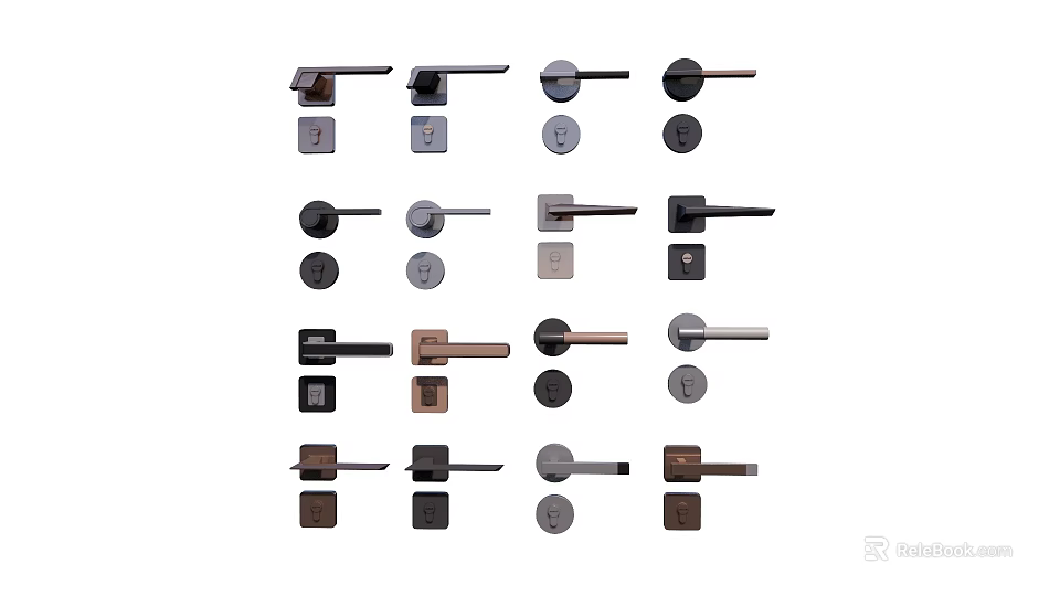Different Styles of Door Handles With Various Finishes And Modern Designs 3d model 