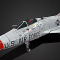 White Fighter Jet Model With Red Nose Stripe Tail US Air Force Logo 30001 EM-21