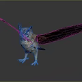 Owl with Spread Wings Standing on Dark Background Displaying Detailed Feathers 3d model