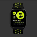 Smart Watch With Black And Yellow Strap Featuring Time Step Count And Heart Rate