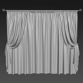 Elegant Draped Curtains With Sheer Middle Panel And Ribbon Ties For Home Decor 3d model