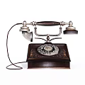 Vintage Telephone With Rotary Dial Wooden Base And Classic Retro Design