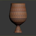 Artistic Orange Decorative Vase With Intricate Patterns And Pedestal Base 3d model