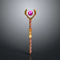 Decorative Scepter With Red Gemstone Top And Spiral Patterned Golden Shaft