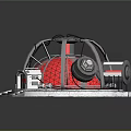 Cartoon Scene Featuring Red Dome Metal Frame and Mechanical Cannon Turret Platform