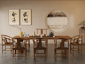 New Chinese Tea Room Tea Table and Chair Combination 3d model