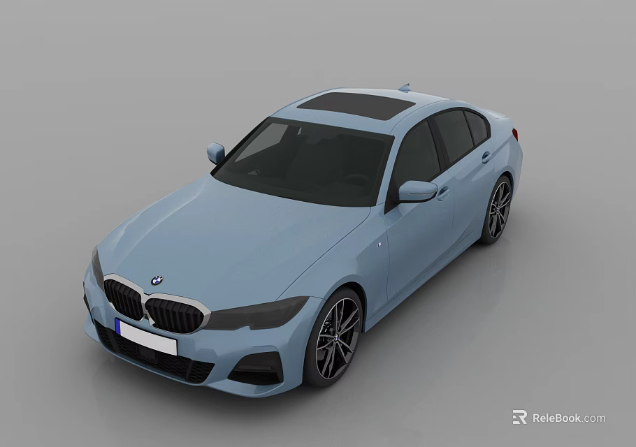 Light Blue BMW Sedan With Black Roof Modern Design And Stylish Wheels 3d model 