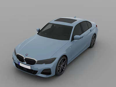 Light Blue BMW Sedan With Black Roof Modern Design And Stylish Wheels 3d model