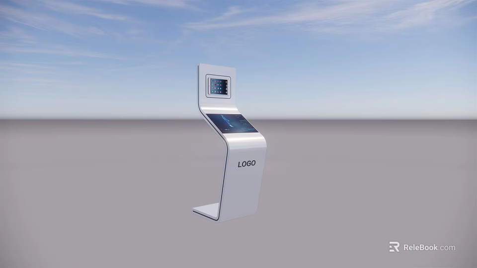 Modern Public Facility Self Service Kiosk With Touch Screen Display And Control Panel 3d model 