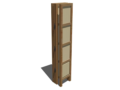 Wooden Frame Folding Door With Glass Panels For Modern Interior Design 3d model