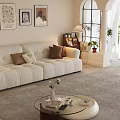 Elegant Cream White Sofa And Glass Top Coffee Table Set For Warm Living Room Decor