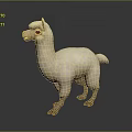 Cute Light Colored Llama 3D Model Standing On Dark Background With Reflective Surface