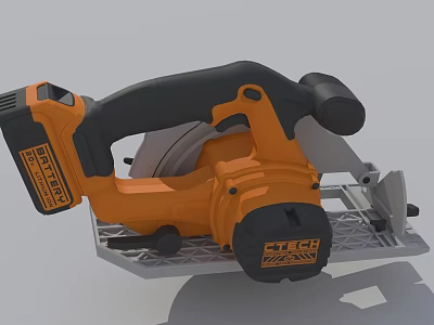 Battery Powered Circular Saw Industrial Tool With Orange Black Design JLIC POWER And Metal Base 3d model