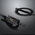 Futuristic Weapons With Metal Design Black And Silver Circular Structure And Handles