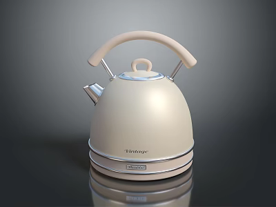 Stylish Cream Smeg Kettle Featuring Modern Metallic Smooth Reflective Surface For Home Kitchen 3d model