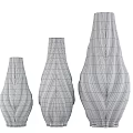 White Ceramic Vases with Wavy Texture in Three Different Sizes 3d model