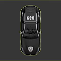 Sporty Black White Police Car With Roof Emergency Lights And Logos
