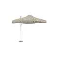 Beige Outdoor Canopy With Black Pole And Tassel Edge Shade Design