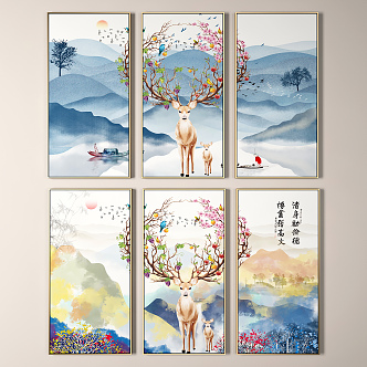 Modern Animal Painting Decorative Painting 3d model