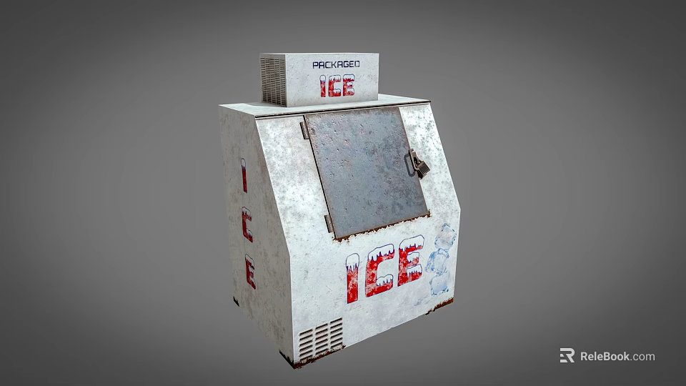 Kitchen Appliance White Ice Maker Featuring Worn Appearance Vintage Design Making Ice Efficiently 3d model 