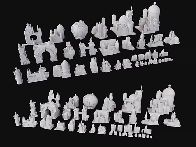 European Architecture Model Collection With Various Styles Domes Arches And Towers 3d model