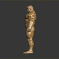 Golden Muscular Human Statue With Detailed Muscles And Standing Pose