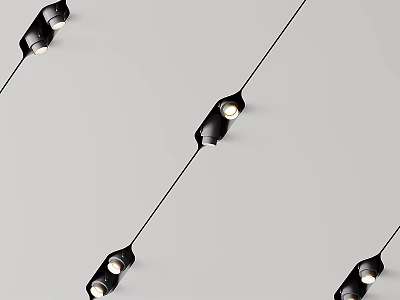 Sleek Black Modern Downlights And Spotlights With Track Mounted Design And Illuminated Lighting 3d model