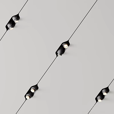 Sleek Black Modern Downlights And Spotlights With Track Mounted Design And Illuminated Lighting 3d model
