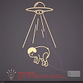 UFO Themed Neon Lamp Combination With Pig Pattern Glowing Effect