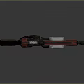 Red Black Mechanical Weapon Featuring Gear Structure Metal Parts And Transparent Components