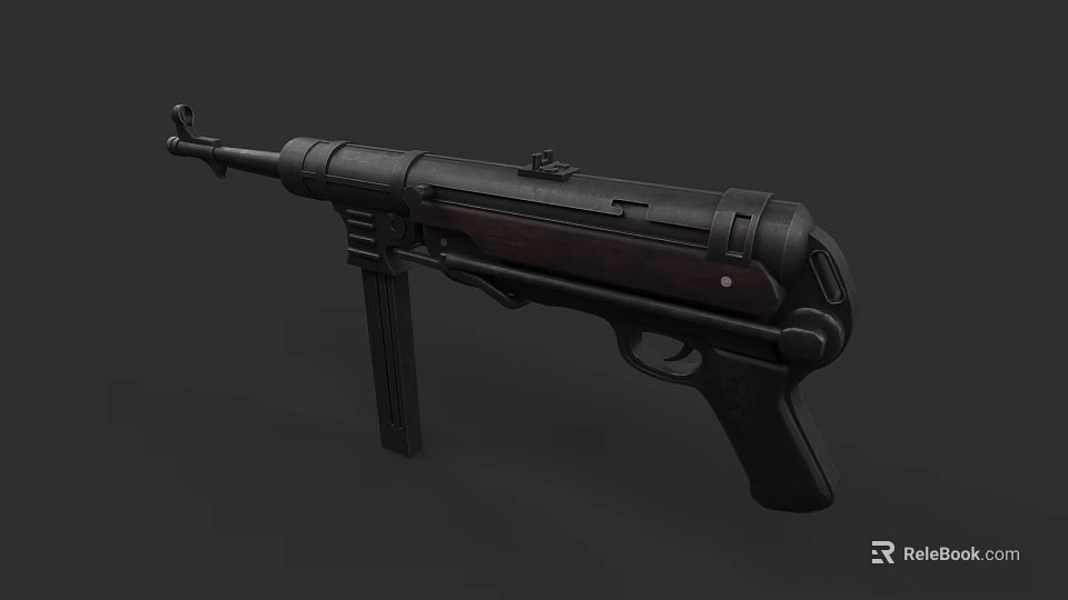 Classic Vintage Submachine Gun With Wooden Stock And Metal Body Design 3d model 
