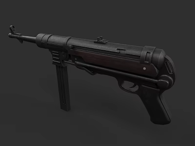 Classic Vintage Submachine Gun With Wooden Stock And Metal Body Design 3d model
