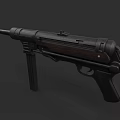 Classic Vintage Submachine Gun With Wooden Stock And Metal Body Design