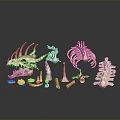 Various 3D Rendered Biological Skeleton Models Display Anatomical Structures On Black Background