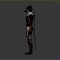 Fantasy Warrior Armor Outfit With Leather Red Accents Helmet Gloves And Boots