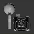 Vintage Retro Style Camera With Black Silver Body And Classic Metal Components
