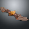 Realistic Bat with Outstretched Brown Wings Detailed Model on Dark Background 3d model