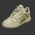 Stylish Modern White Sneakers With Gold Accents And Sleek Design Details
