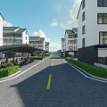 Outdoor Canopy Covered Parking Area Along Residential Road With Buildings And Green Belts