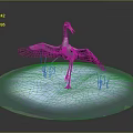 Red Crown Black Neck Crane with Outstretched Wings Standing on Blue Platform with Surrounding Grass